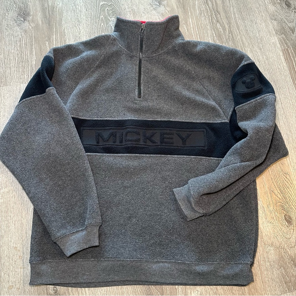 Disney Men's Gray and Black Zip-Up Sweater